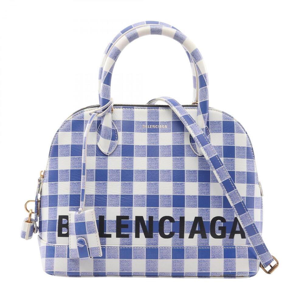 Balenciaga Ville Top Handle Bag Handbag Leather Blue White